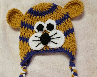 LSU Tiger Hat and Diaper Cover, Newborn baby LSU, baby LSU photo prop