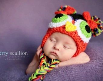 Newborn Owl Hat, Fall Colors, Photo Prop, Baby Owl