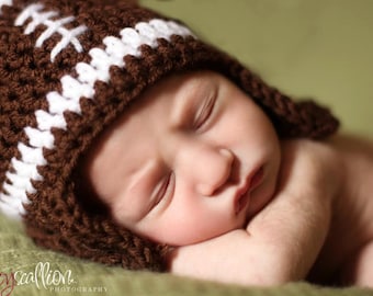 Newborn Football Hat, Baby Boy Football Hat, Baby Girl Football Hat, Crochet Football Hat, Football Baby Hat Photo Prop