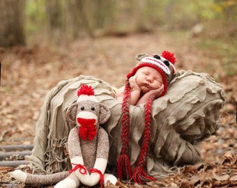 Newborn Sock Monkey Hat