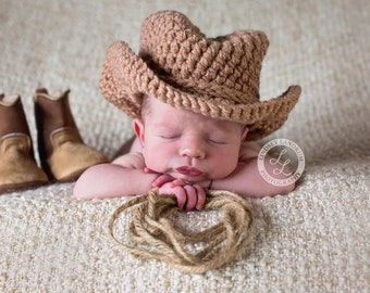 Newborn Crochet Cowboy Hat, Baby Boy Cowboy Hat, Baby Girl Cowboy Hat, Crochet Baby Cowboy Hat, Cowboy Hat Photo Prop,