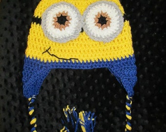Minion Hat with Earflaps and Braids
