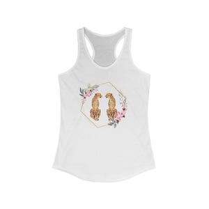 Floral Leopard Print Racerback Tank, Summer Top, Casual Wear, Animal Lover Gift, Beach Day Essential, Vacation Style