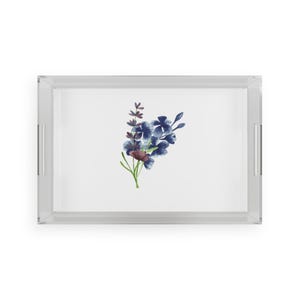 Elegant Acrylic Serving Tray with Floral Design, Perfect for Entertaining, Home Decor, Gift for Her, Kitchen Accent, Wedding Shower