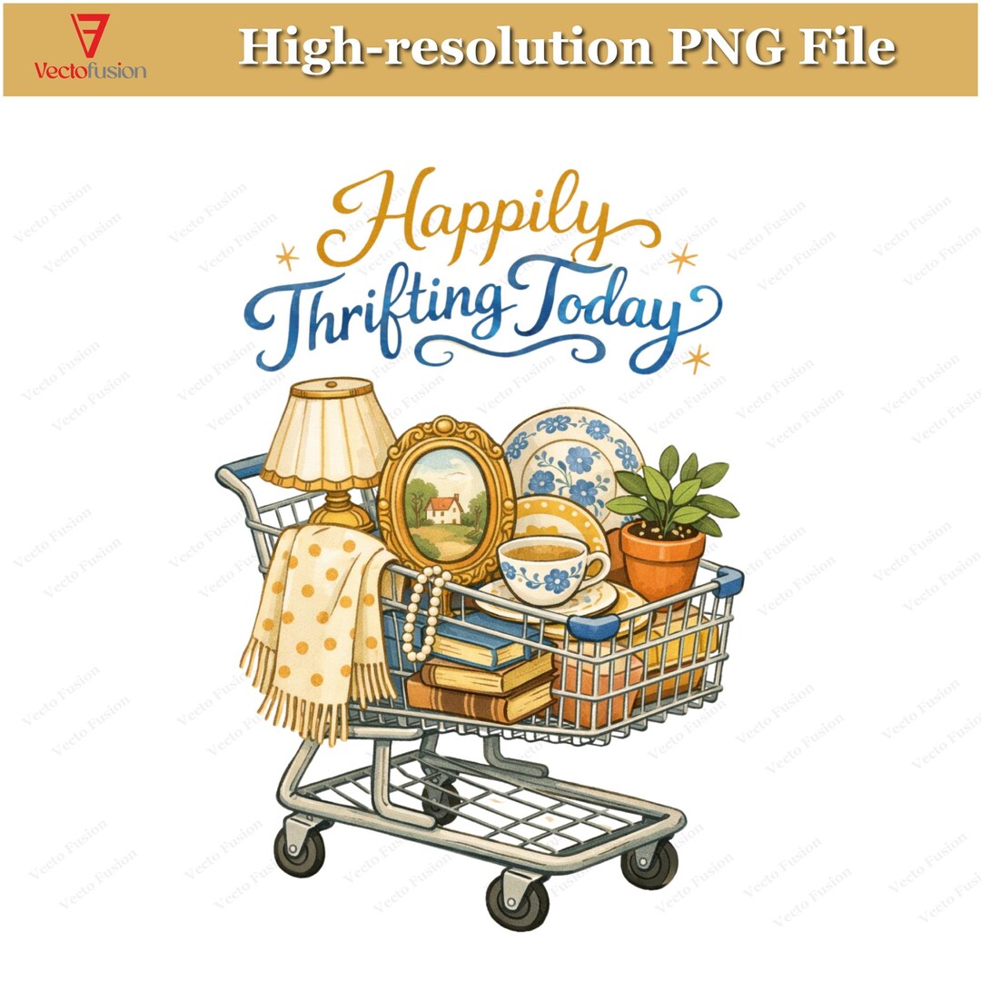 Happy Thrifting Today PNG | Retro Thrift Aesthetic Shirt Design | Blue ...