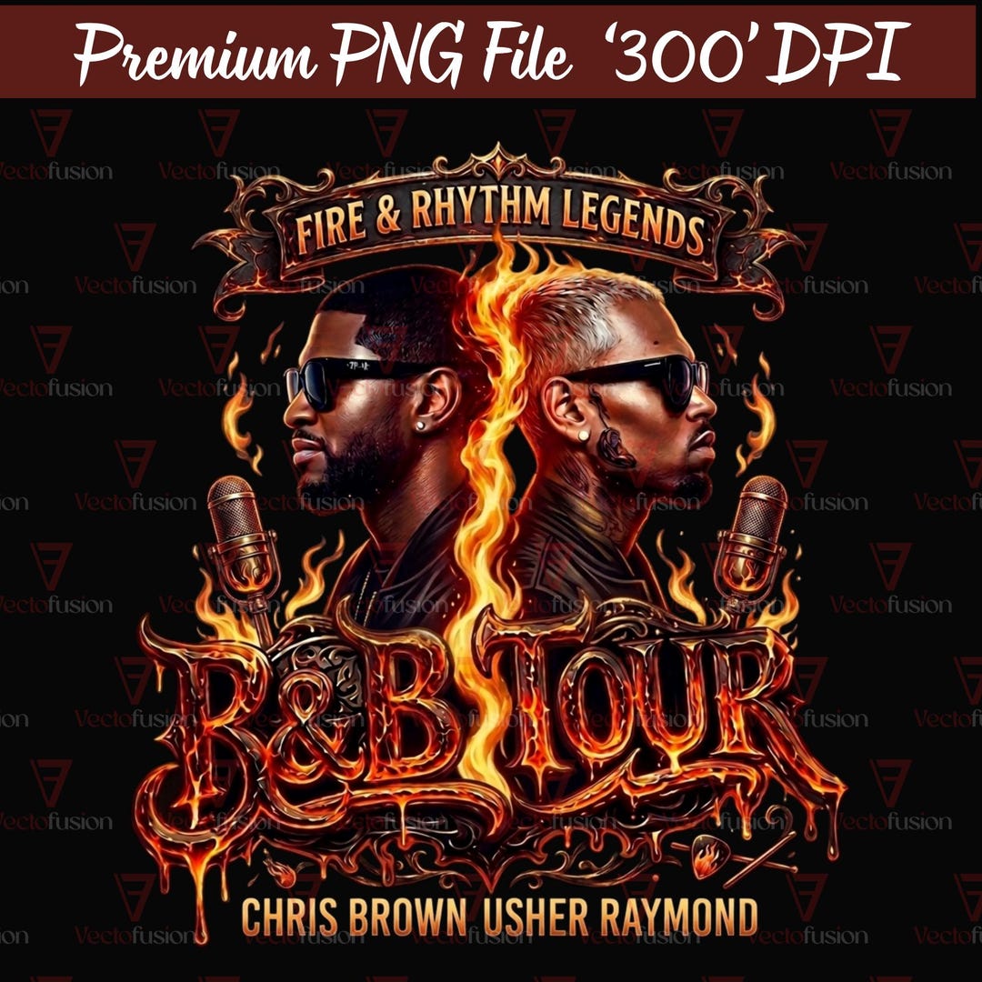 Raymond Brown PNG, Usher Chris Brown Tour Shirt Design, R&B Concert ...