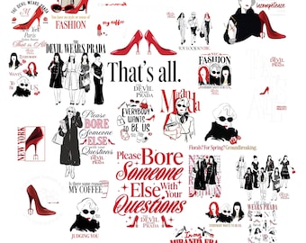 Pacchetto PNG Il Diavolo veste Prada / Citazioni di Miranda Priestly / Clipart di moda / Download digitale / Sublimazione Il Diavolo veste Prada