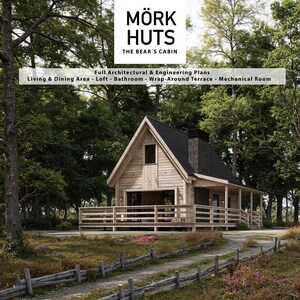 Modern A-Frame Cabin Architectural Plans|The Bear's Cabin Construction Blueprints Set| DIY Tiny House Floor Plan & Engineering Details 11x17