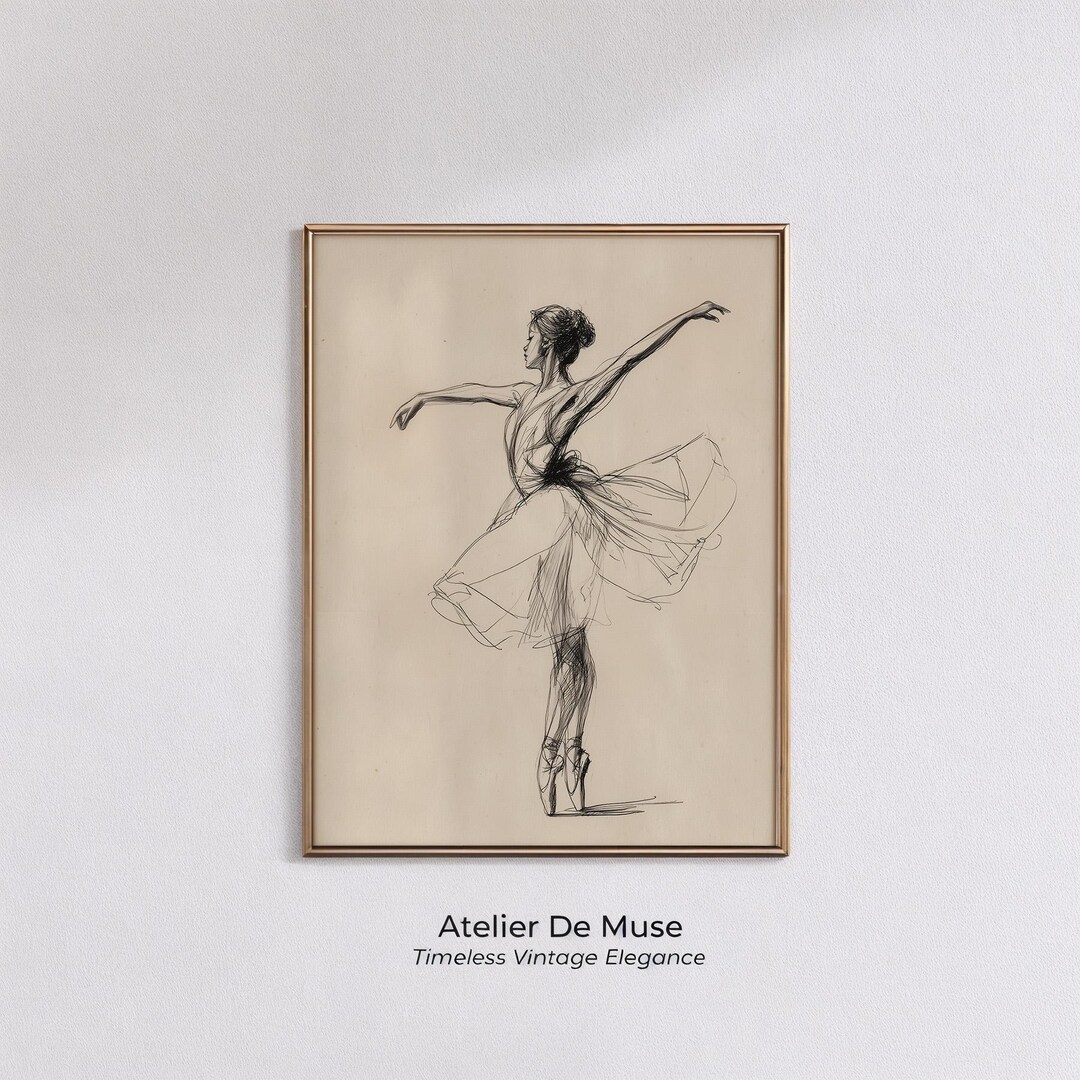 Ballet Dancer Line Art Print: Elegant Ballerina Sketch (digital ...