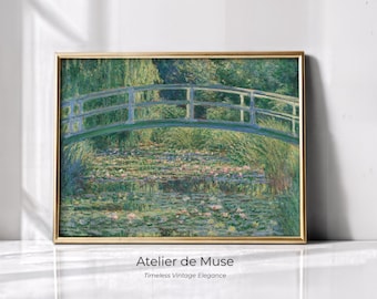 Claude Monet Water Lily Pond Print | Impressionist Garden Bridge Art (Digital Download)