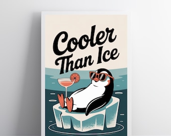 Cooler Als Ice – Retro Pinguin Kunstdruck | Digitaler Download für Wand Dekor