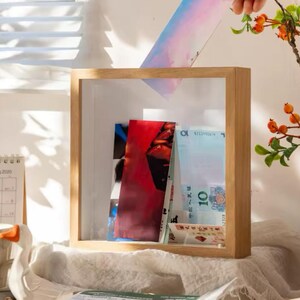 Boîte à souvenirs cadre photo billet souvenirs de voyage cadeaux pour elle cadeau pour lui Vacances Cartes postales Box with slot Decoration