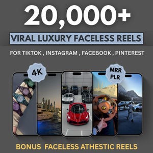 20.000+ Viral Luxury Faceless Reels, Rich Lifestyle Video Reels, Plane, Millionaire, TikTok, Instagram, YouTube, Digital Marketing, MRR, PLR