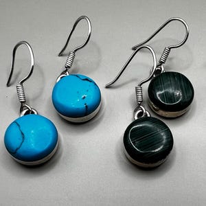 Handcrafted Vintage Sterling Silver and Semiprecious Gemstone  Dangle Earrings