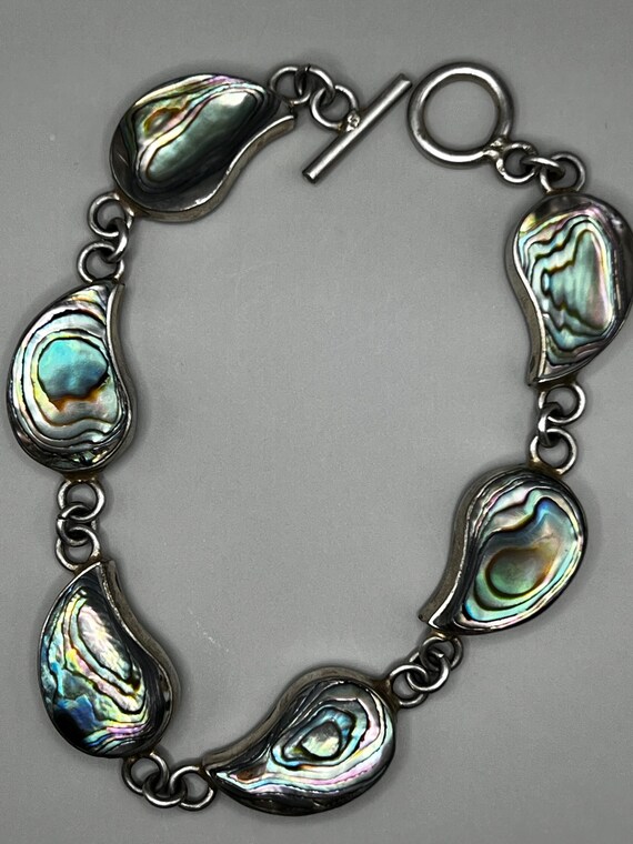 Artisan Abalone Shell Bracelet: Sterling Silver, … - image 4