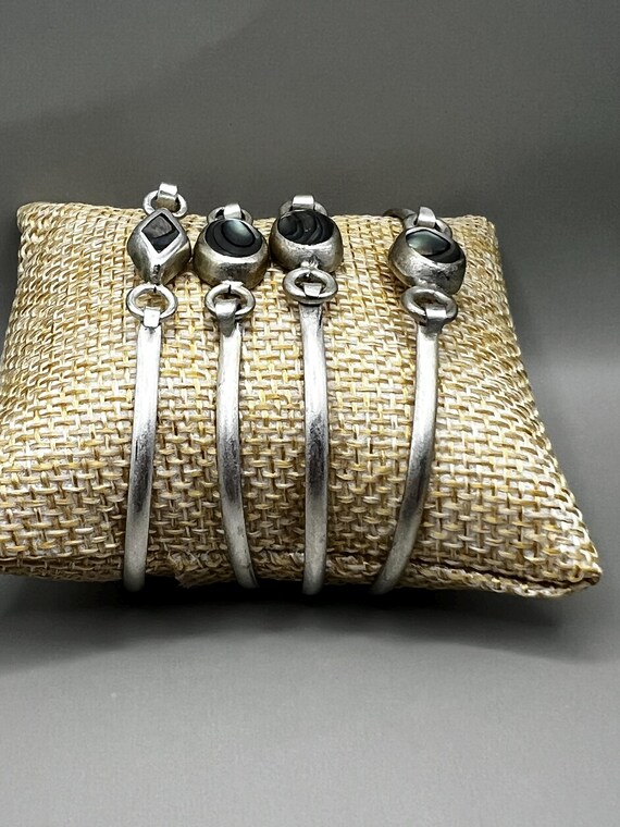 Abalone Sterling Silver Bangle Bracelet: Artisan … - image 2