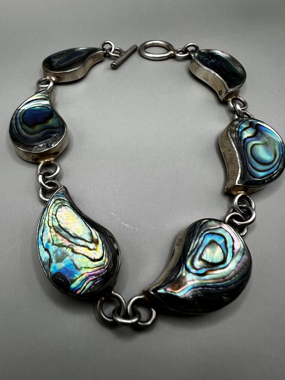Artisan Abalone Shell Bracelet: Sterling Silver, … - image 5