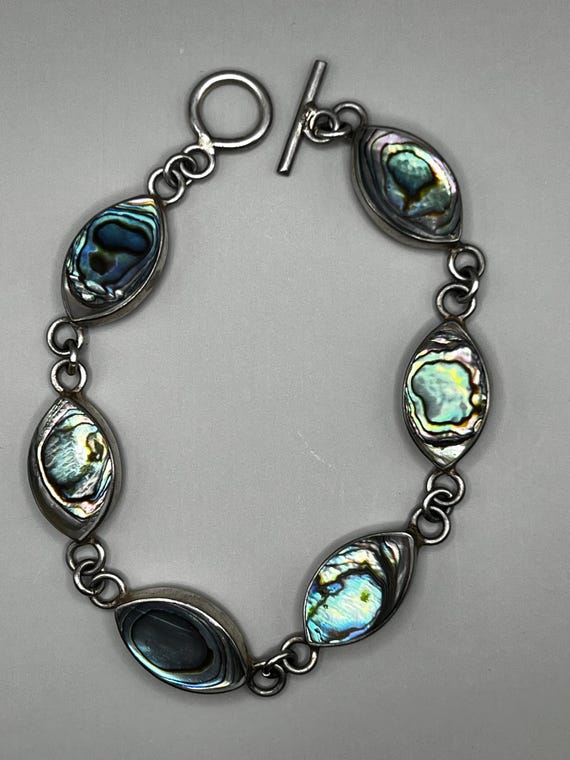 Artisan Abalone Shell Bracelet: Sterling Silver, … - image 2