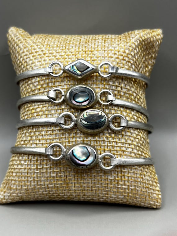 Abalone Sterling Silver Bangle Bracelet: Artisan … - image 1