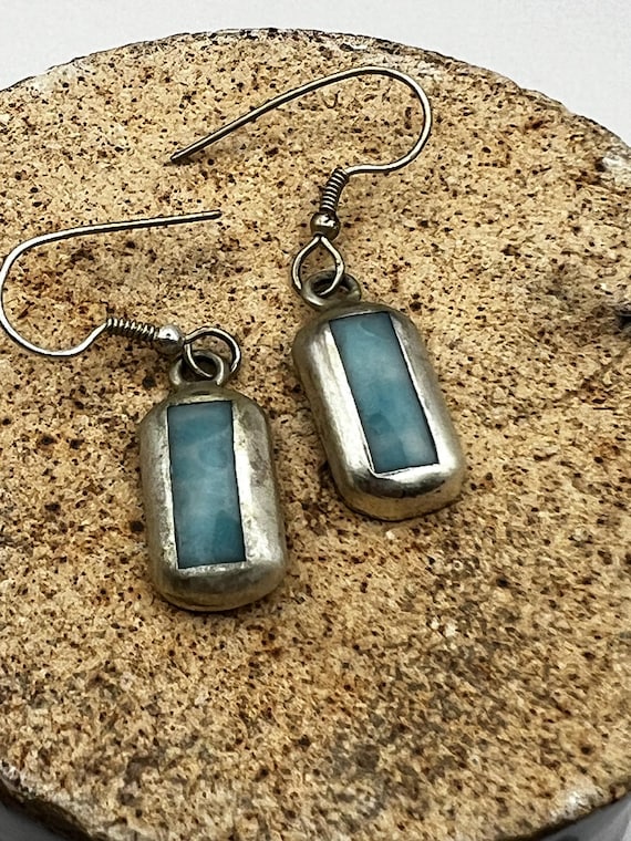 Artisan Alpaca Silver Gemstone Drop Earrings: Turquoise Natural Turquoise