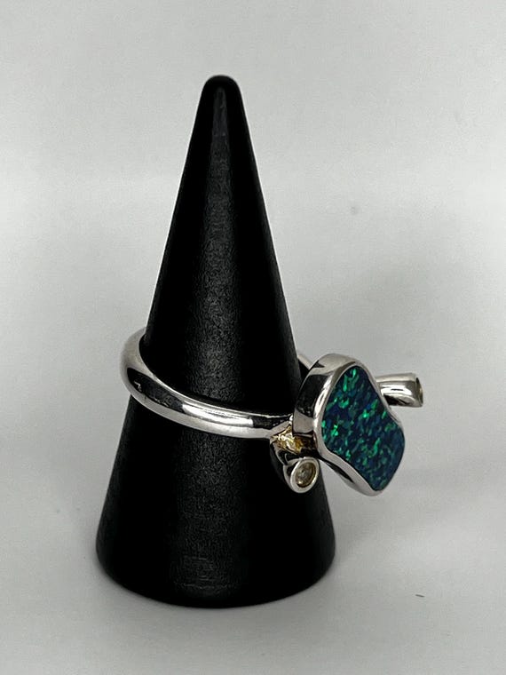 Sterling Silver Opal Statement Ring: Blue Opal, C… - image 7