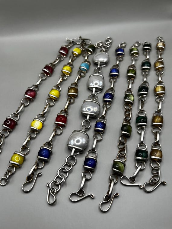 Artisan Alpaca Silver Bead Bracelet: Handcrafted … - image 1