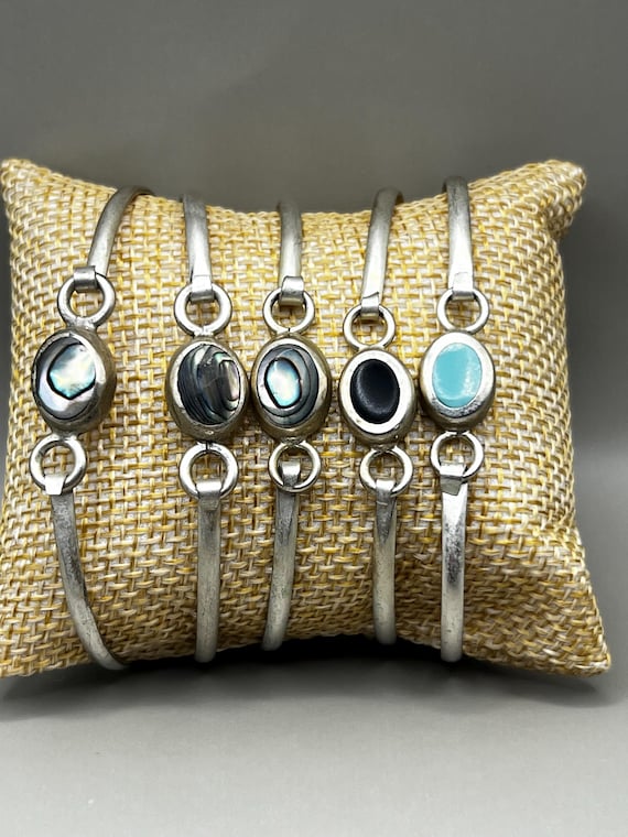 Abalone Sterling Silver Bangle Bracelet: Artisan … - image 9