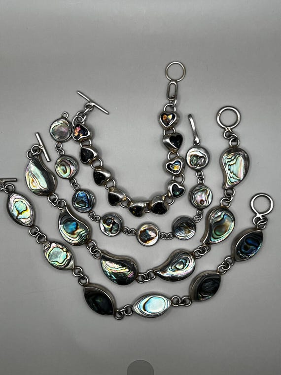 Artisan Abalone Shell Bracelet: Sterling Silver, … - image 9