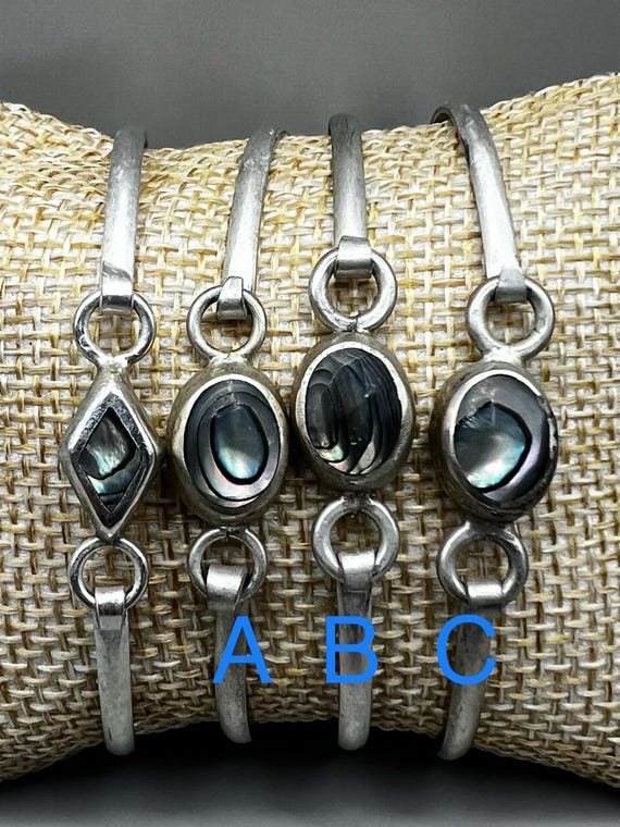 Abalone Sterling Silver Bangle Bracelet: Artisan … - image 4