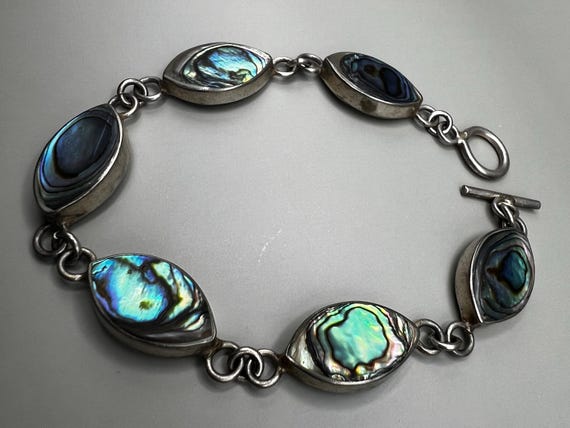 Artisan Abalone Shell Bracelet: Sterling Silver, … - image 3