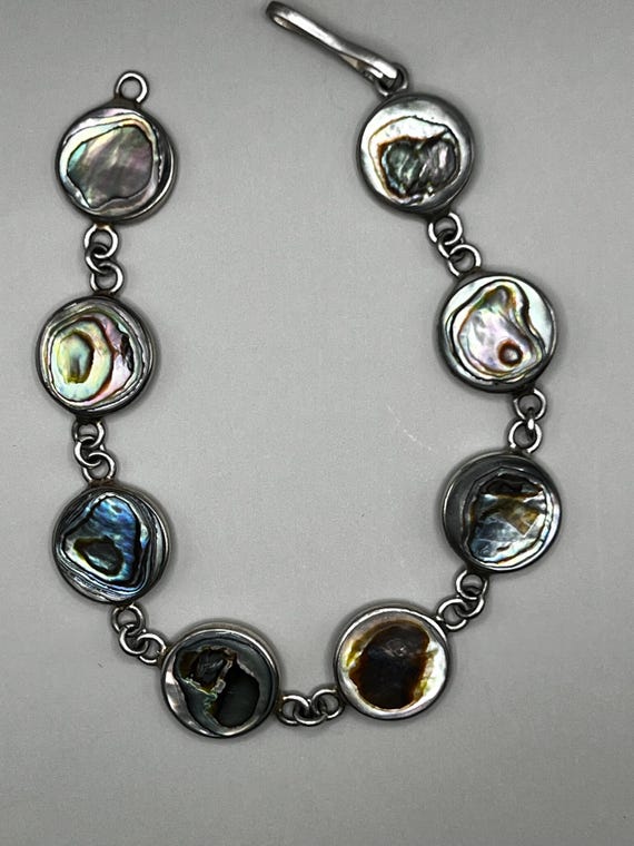 Artisan Abalone Shell Bracelet: Sterling Silver, … - image 6