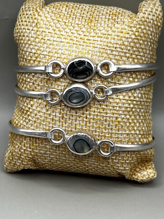 Abalone Sterling Silver Bangle Bracelet: Artisan … - image 3