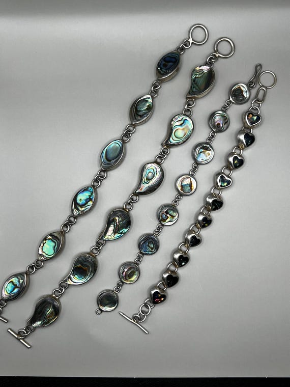 Artisan Abalone Shell Bracelet: Sterling Silver, … - image 1