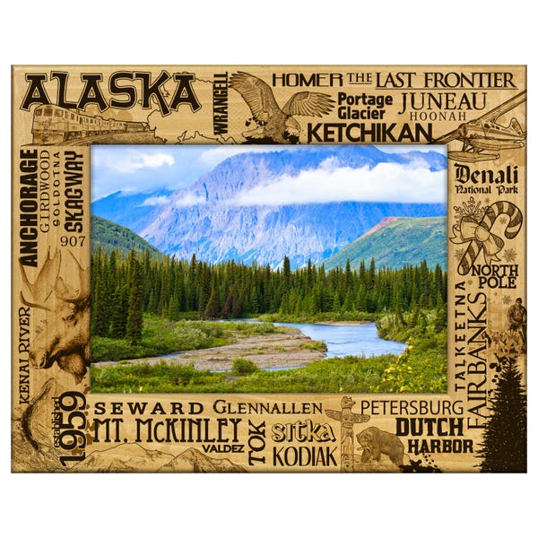 Engraved Alderwood Frame - A-FRM_-1-0714 - Alaska Destination Fonts