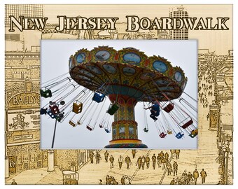Engraved Alderwood Frame - A-FRM_-3-1026 - New Jersey Boardwalk