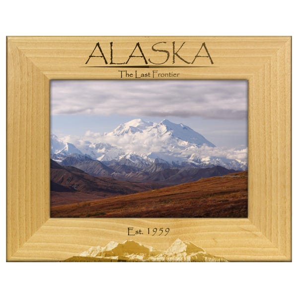 Engraved Alderwood Frame - A-FRM_-3-0148 - Alaska Mountain