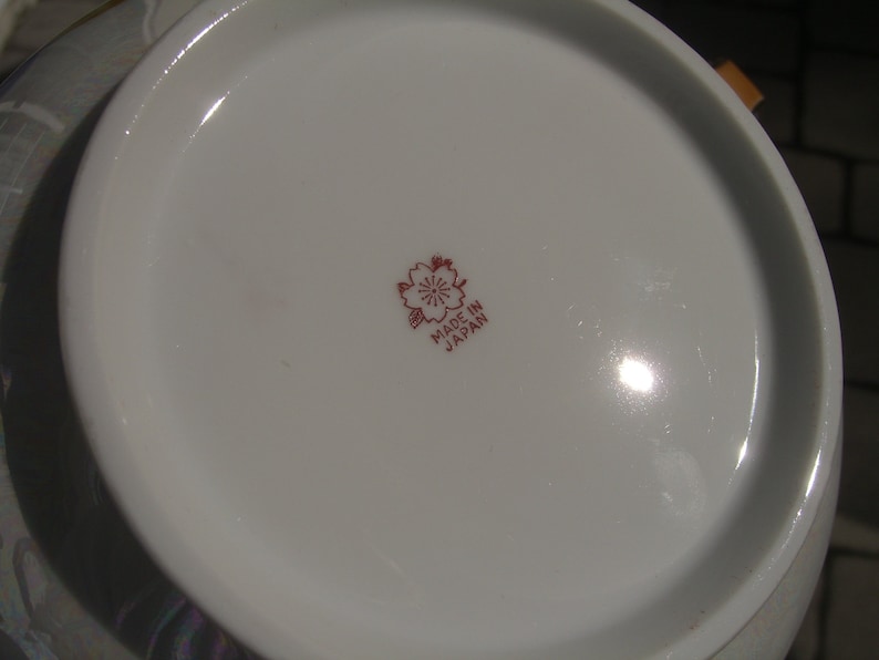 Fruit Flowers Cherry Blossom Mark Made in Japan Noritake 1920s Handled Vintage Lusterware Bowl