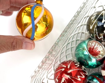 Vintage Christmas Ball Ornaments, Reflectors, Assorted Blown Glass West Germany, Retro Mid Century Decorations