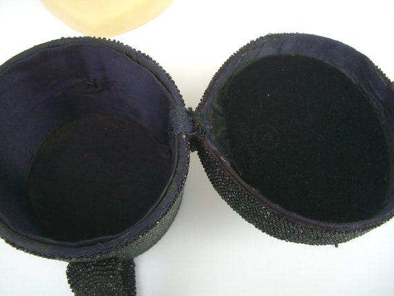 Vintage Black Beaded Box Handbag, Hatbox Purse 19… - image 3