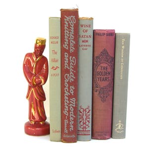 Grijze boeken om te decoreren, grijze wijn bordeauxrode boekenstapel bruiloft decoratie, bibliotheek instant collectie, rekwisieten display middelpunt