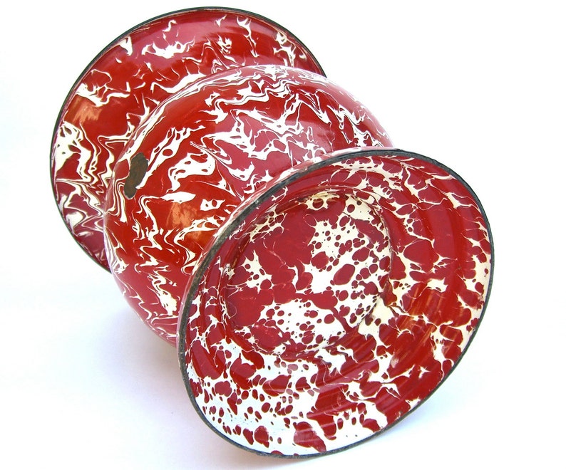 Vintage Red Enamelware Graniteware Speckleware Urn Spitoon Etsy
