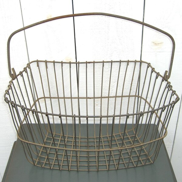 Vintage Bicycle Basket  Large Wire with Handle Rustic