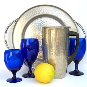 Vintage Mid Century Aluminum Tray, Hammered Metal, Cocktail Retro Bar Barware, Patio Dining