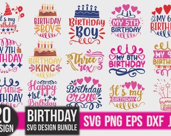 Kids Birthday SVG Bundle: Cake, Crown, & Age Quotes (Digital Download)