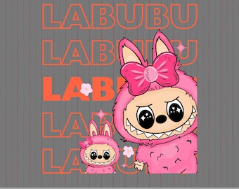 Labubu Pink Bunny Clipart: Kawaii SVG PNG for Crafts (Digital Download)
