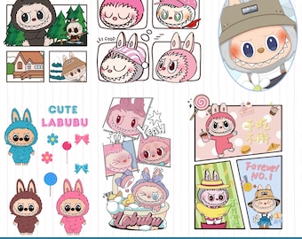 Labubu Clipart Bundle: Kawaii Cartoon PNG & SVG Designs