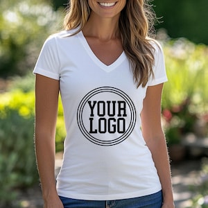 Custom Logo V-Neck Shirts, Personalized Business Logo V-Neck Tee, Make Your Own Shirt, Custom Company Logo T-Shirt, Custom Team Logo Outfit