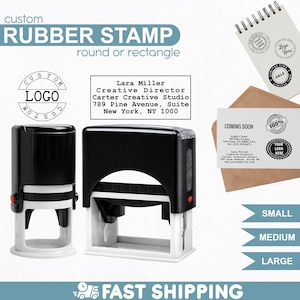 Custom Business Stamp, Personalized Logo Text for Small Business Branding, Round & Rectangular Rubber Stamps for Packaging Supplies