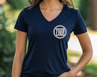 Custom Logo V-Neck Shirts, Personalized Business Logo V-Neck Tee, Make Your Own Shirt, Custom Company Logo T-Shirt, Custom Team Logo Outfit