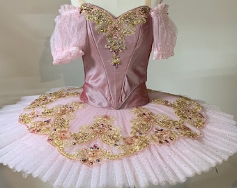 Ready to wear,  one of a kind, complete ballet costumes for YAGP, competition or recitals. Rose pink professional tutu.